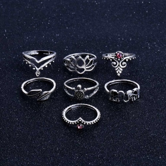 HAKAN ♡ Boho Midi Rings Set - Picture 3 of 8